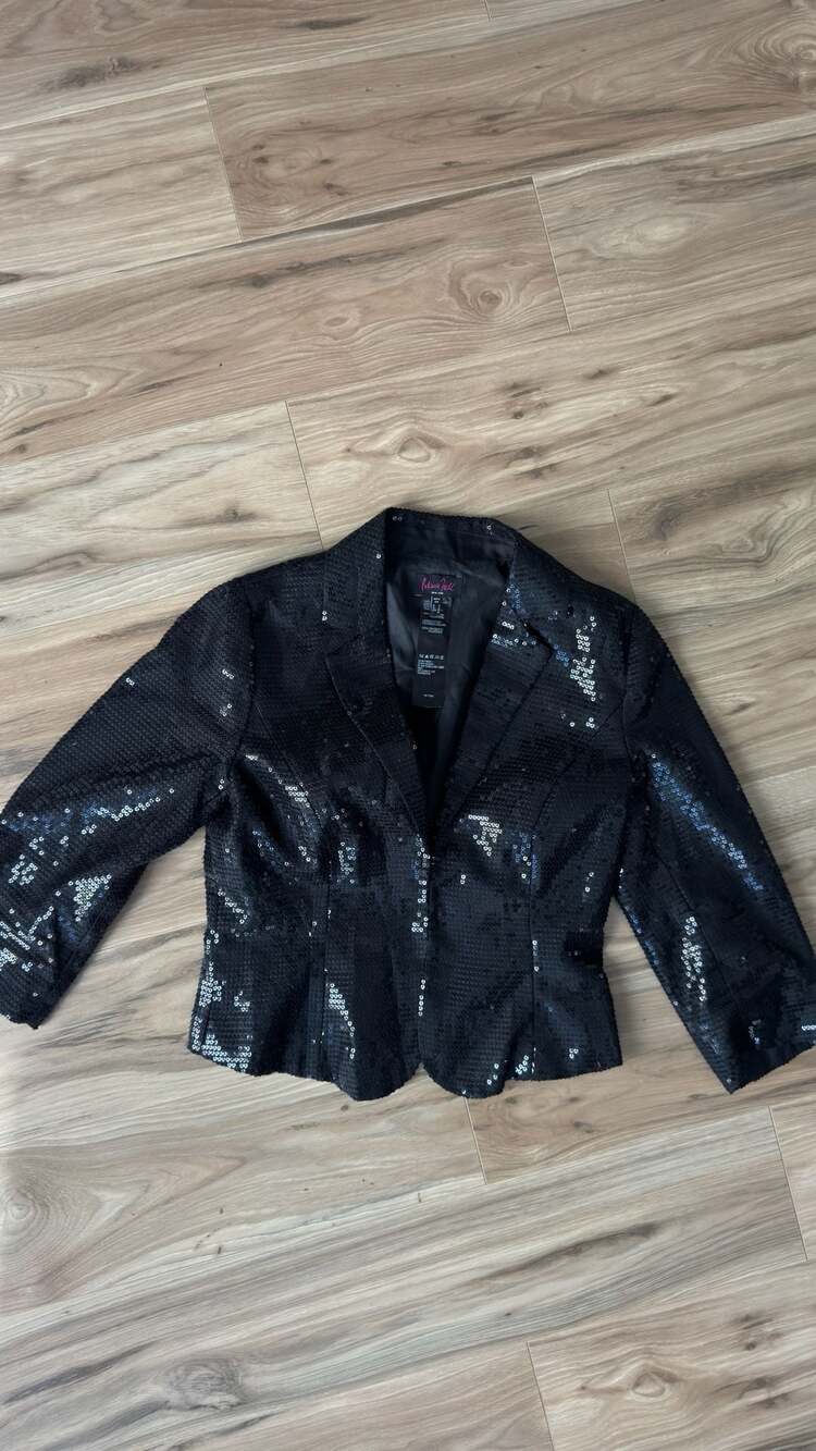 Patricia Field Sequin Blazer Size 8 Black